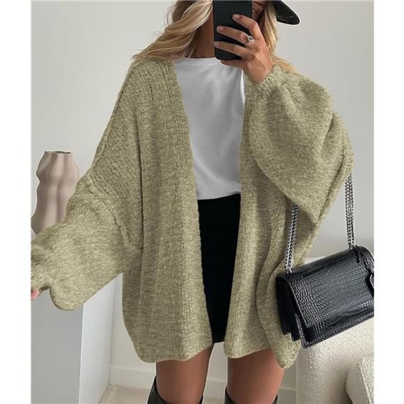Womens Oversized Cardigan Sweaters Mist Green - Picture 3 of 6